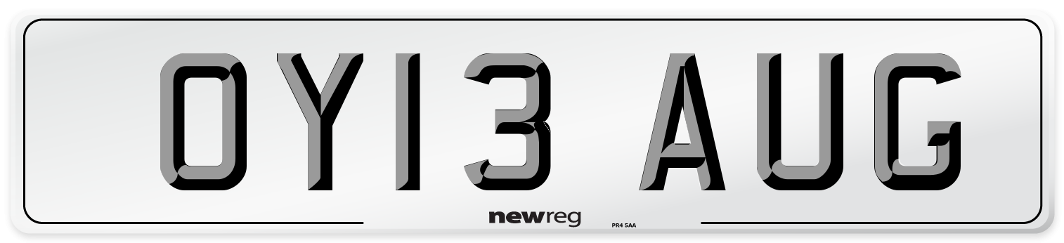 OY13 AUG Number Plate from New Reg